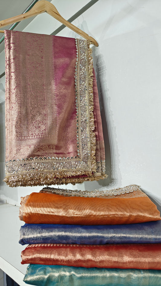 Rose Pink Soft Tissue Silk Saree