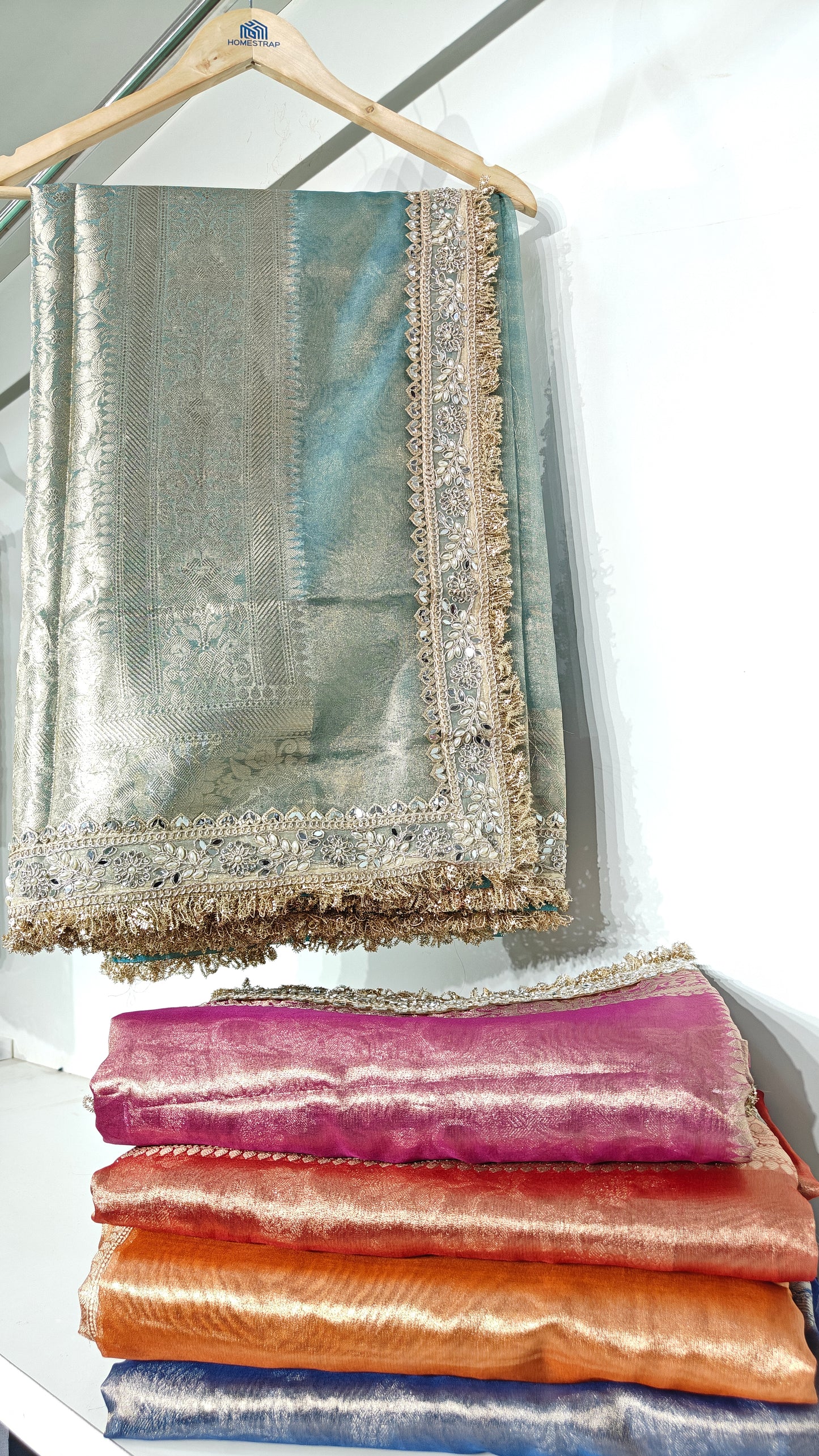 Aqua Mist Blue Soft Tissue Silk Saree