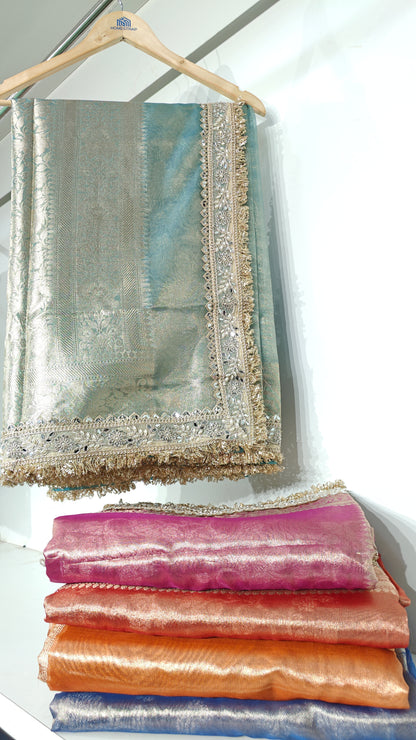 Aqua Mist Blue Soft Tissue Silk Saree