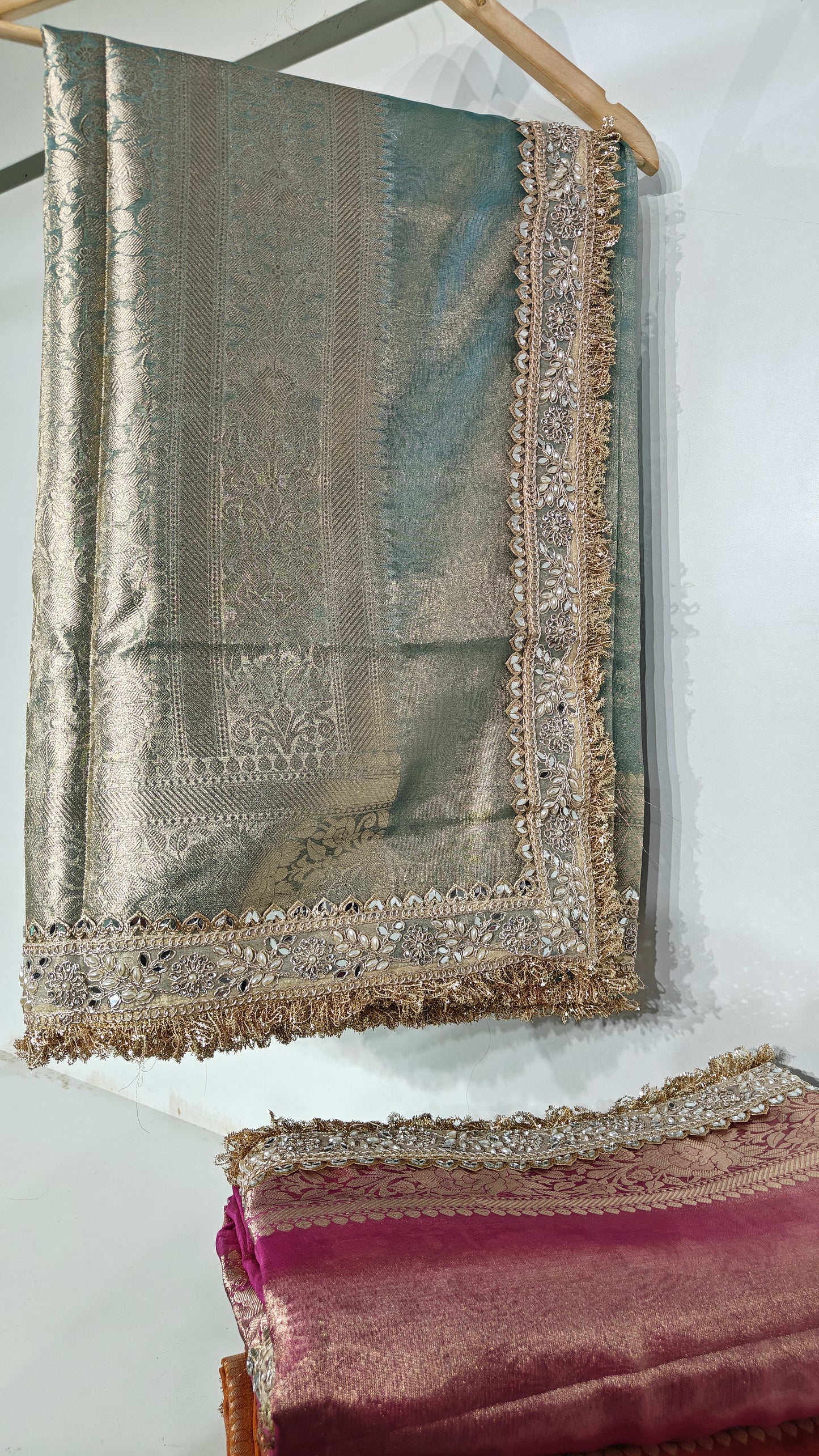 Aqua Mist Blue Soft Tissue Silk Saree