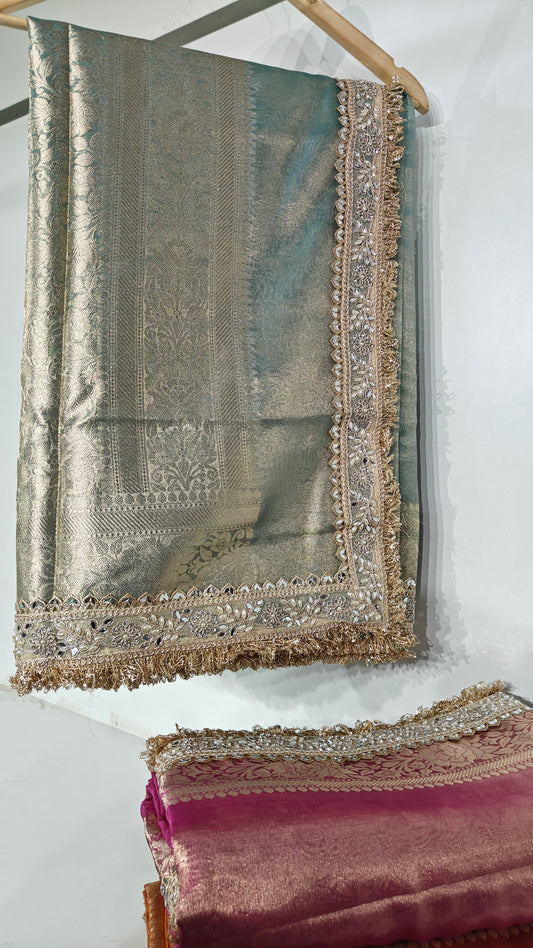 Aqua Mist Blue Soft Tissue Silk Saree