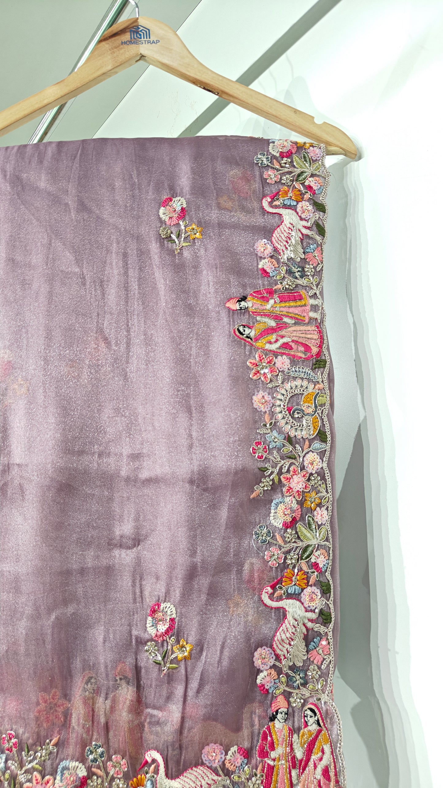 Lavender Organza Sequins Dulha-Dulhan Work Saree