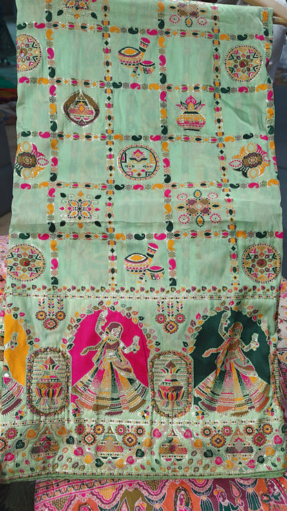 Mint Raj Utsav Pashmina Silk Saree