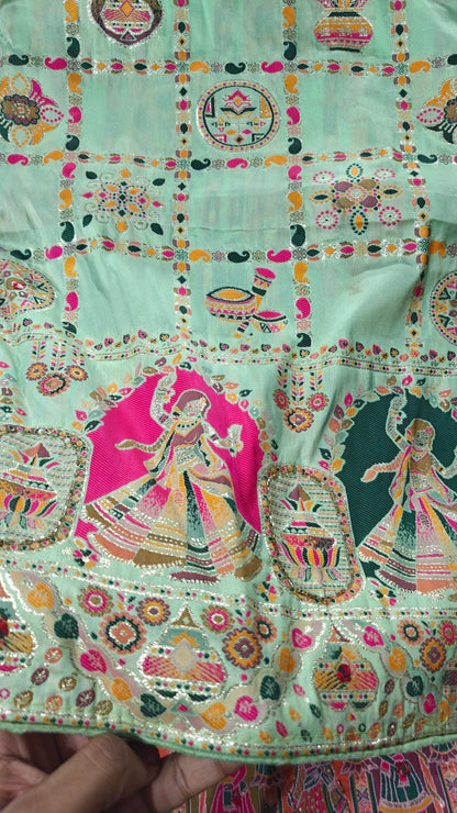 Mint Raj Utsav Pashmina Silk Saree