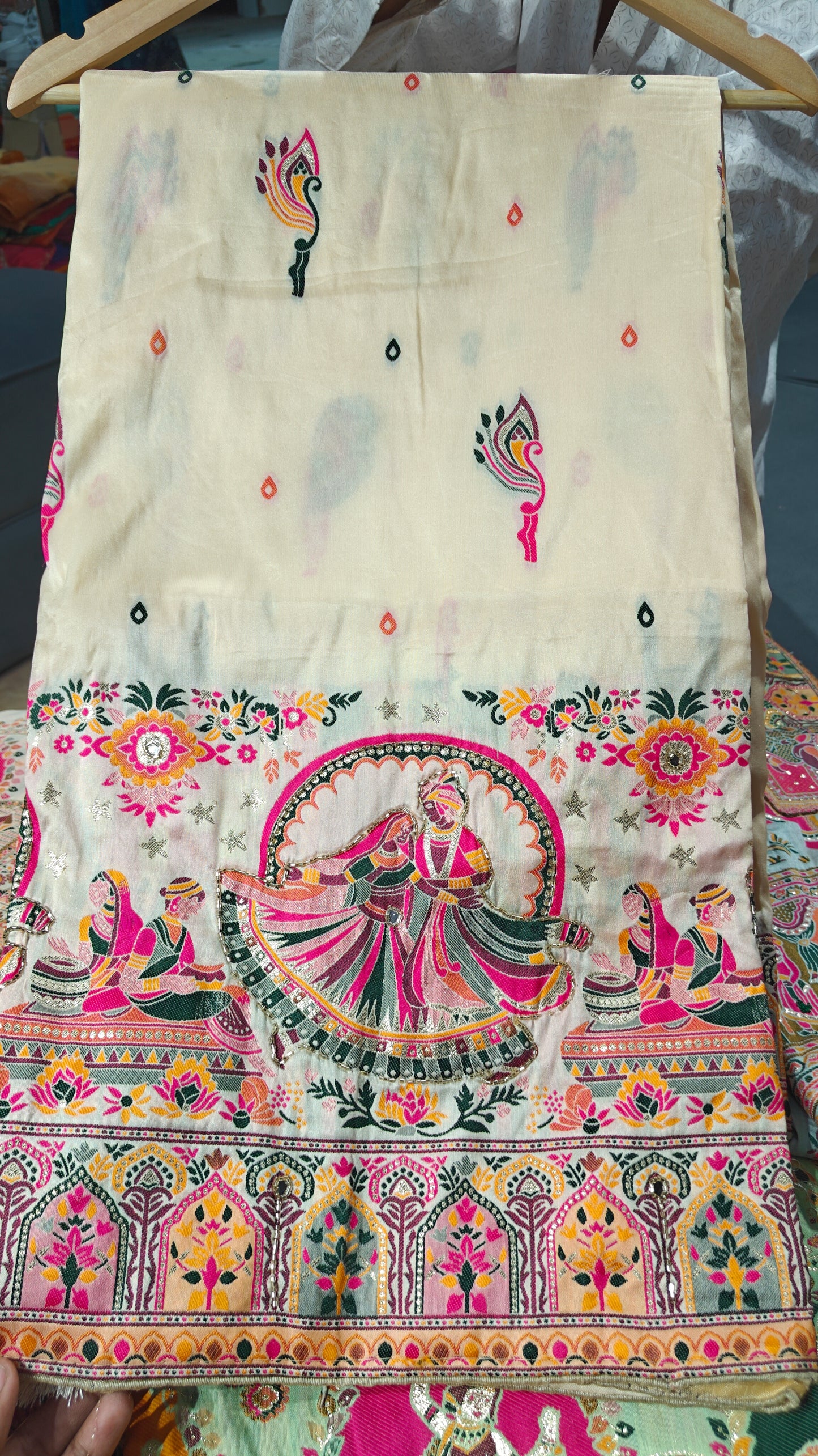 Ivory Rajrang Pashmina Silk Saree