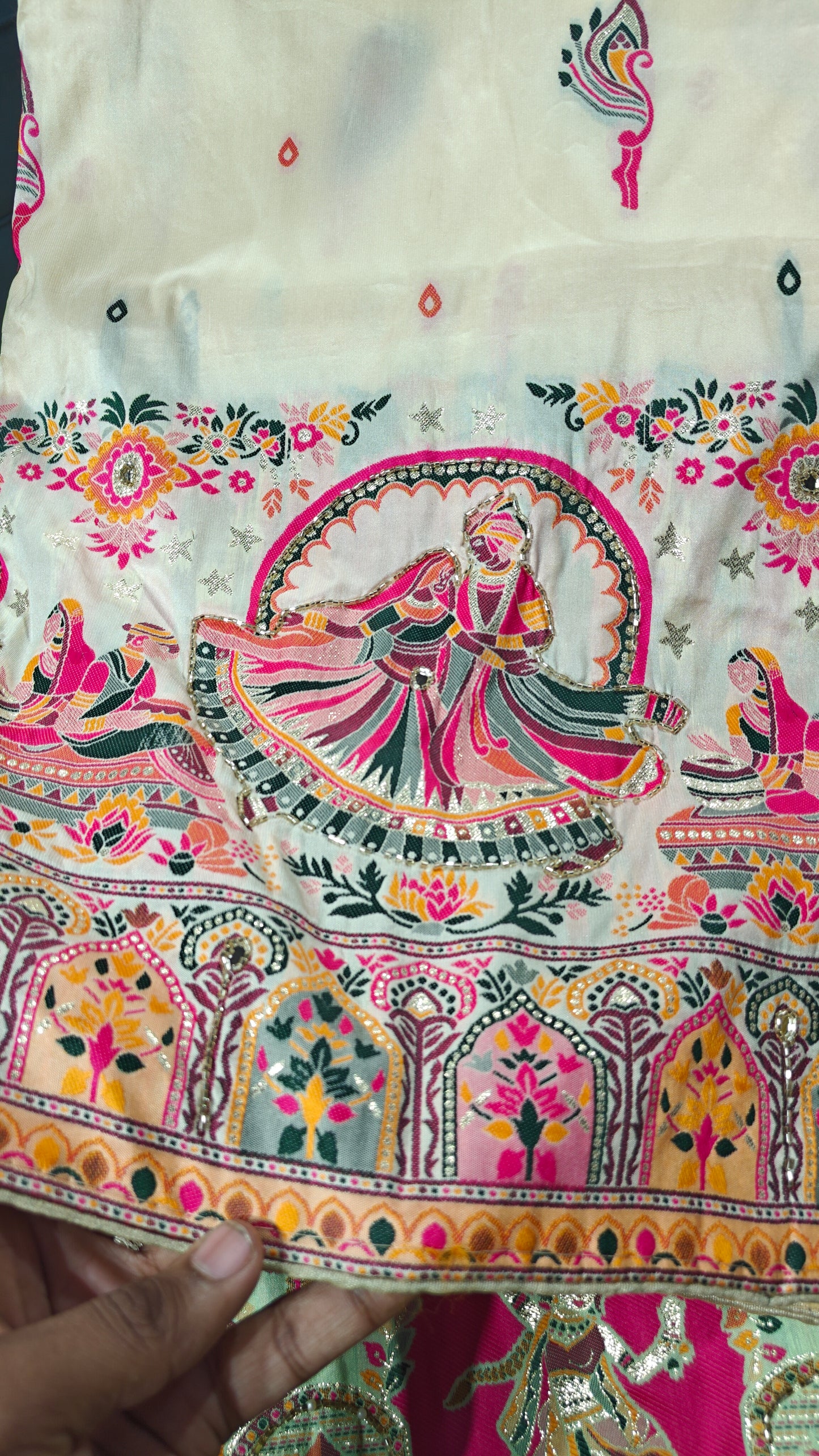 Ivory Rajrang Pashmina Silk Saree