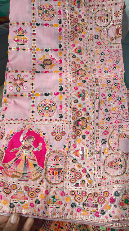 Pastel Pink Rajrang Pashmina Silk Saree