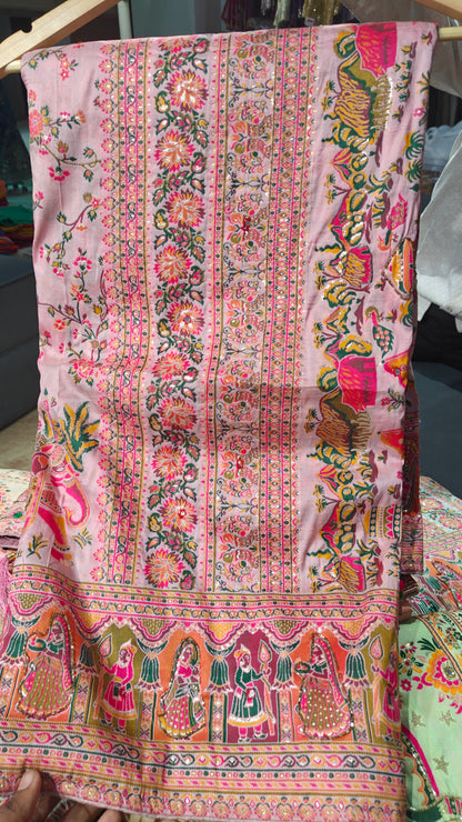 Dusty Pink Rajrang Pashmina Silk Saree