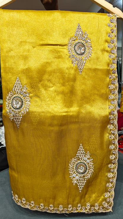 Golden Yellow Soft Organza Saree