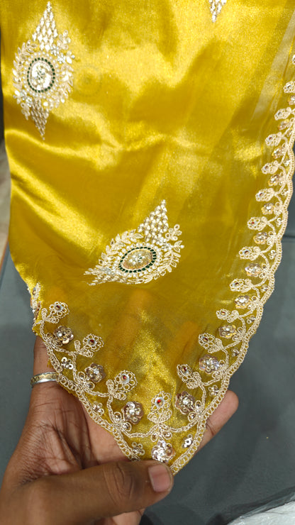 Golden Yellow Soft Organza Saree