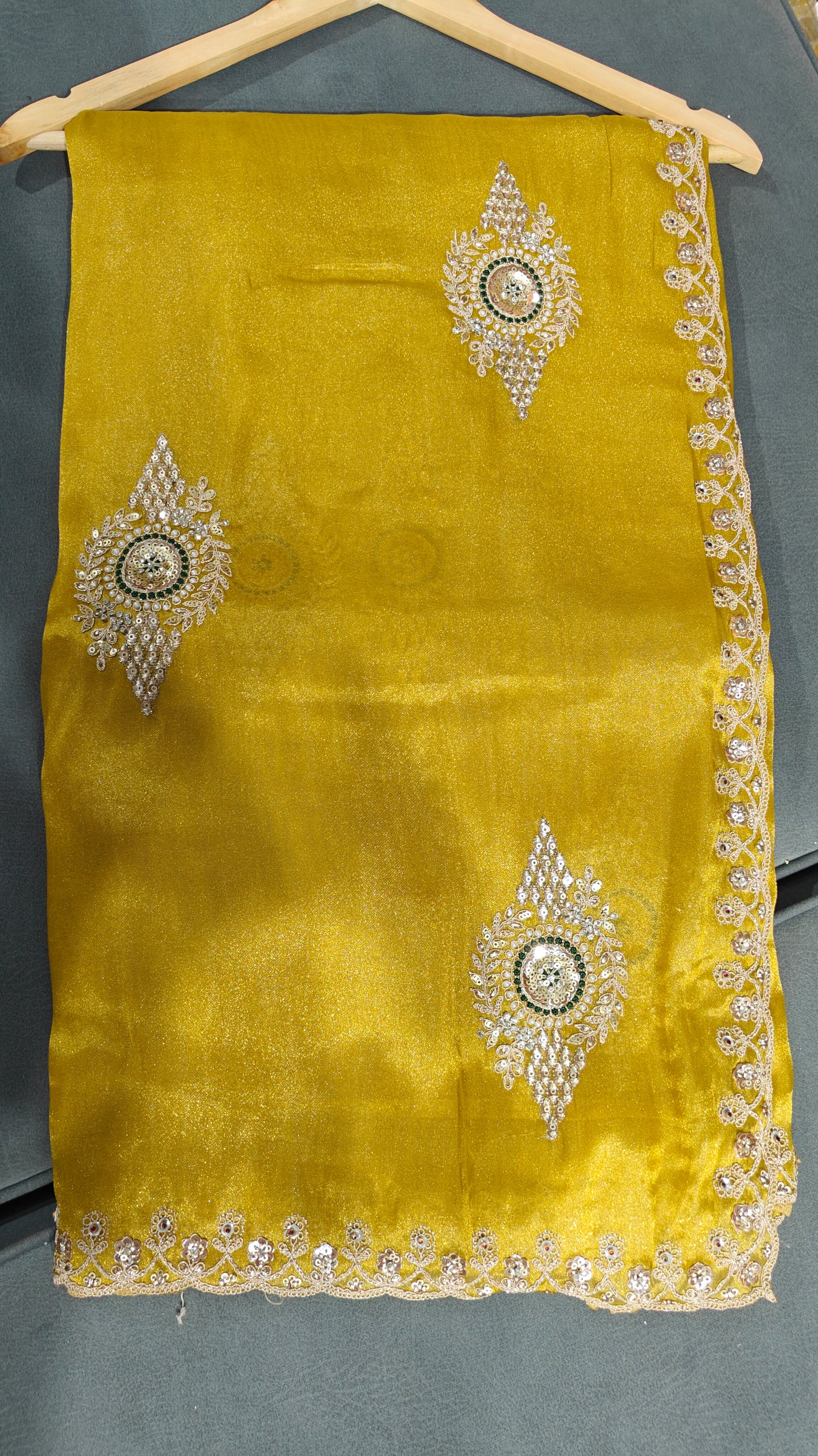 Golden Yellow Soft Organza Saree