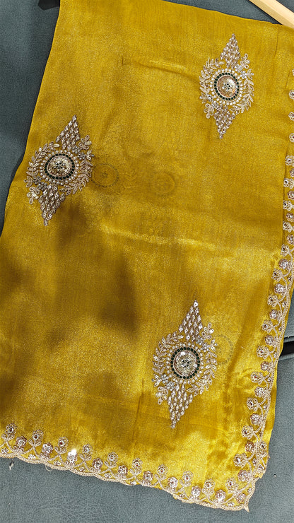 Golden Yellow Soft Organza Saree