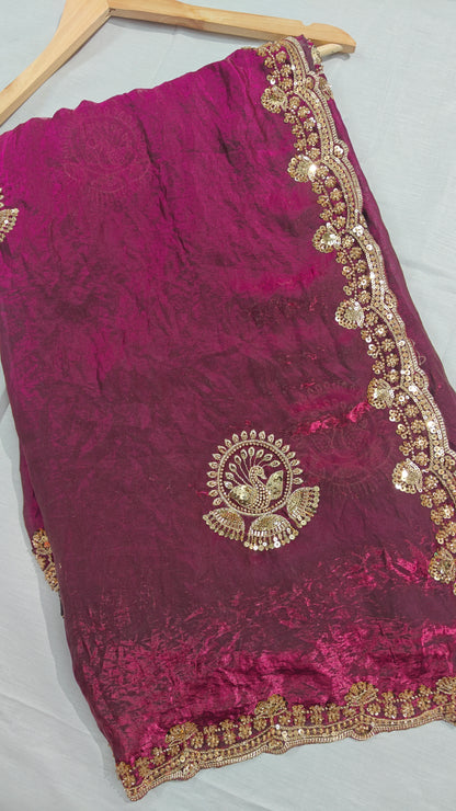 Royal Wine Satin Silk Saree