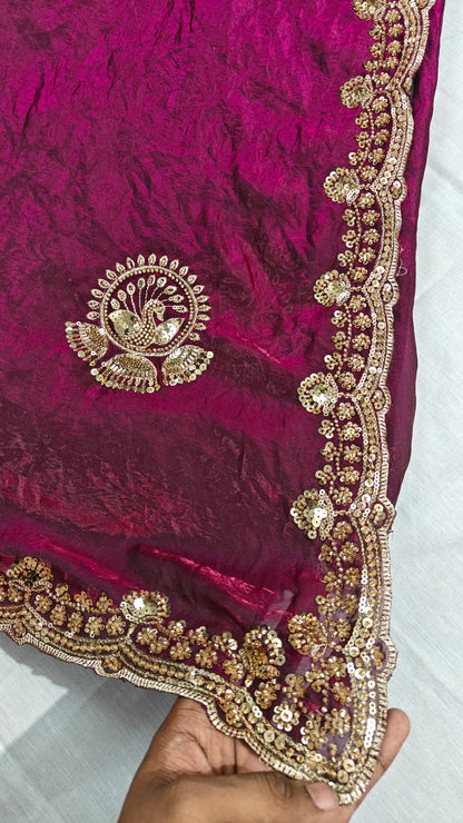 Royal Wine Satin Silk Saree