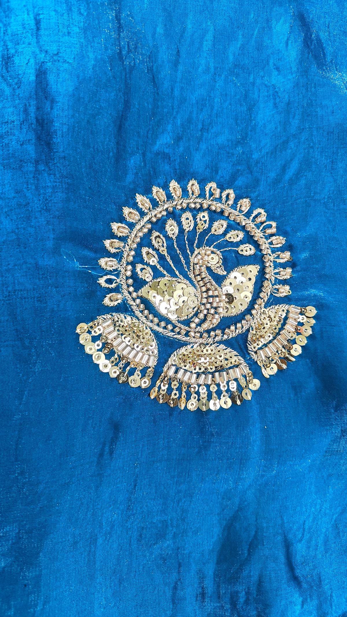 Royal Teal Blue Satin Silk Saree