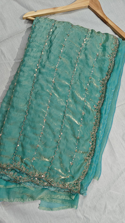 Aqua Real Soft Space Silk Saree