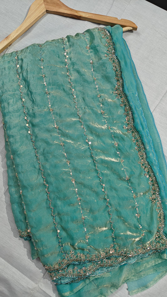 Aqua Real Soft Space Silk Saree