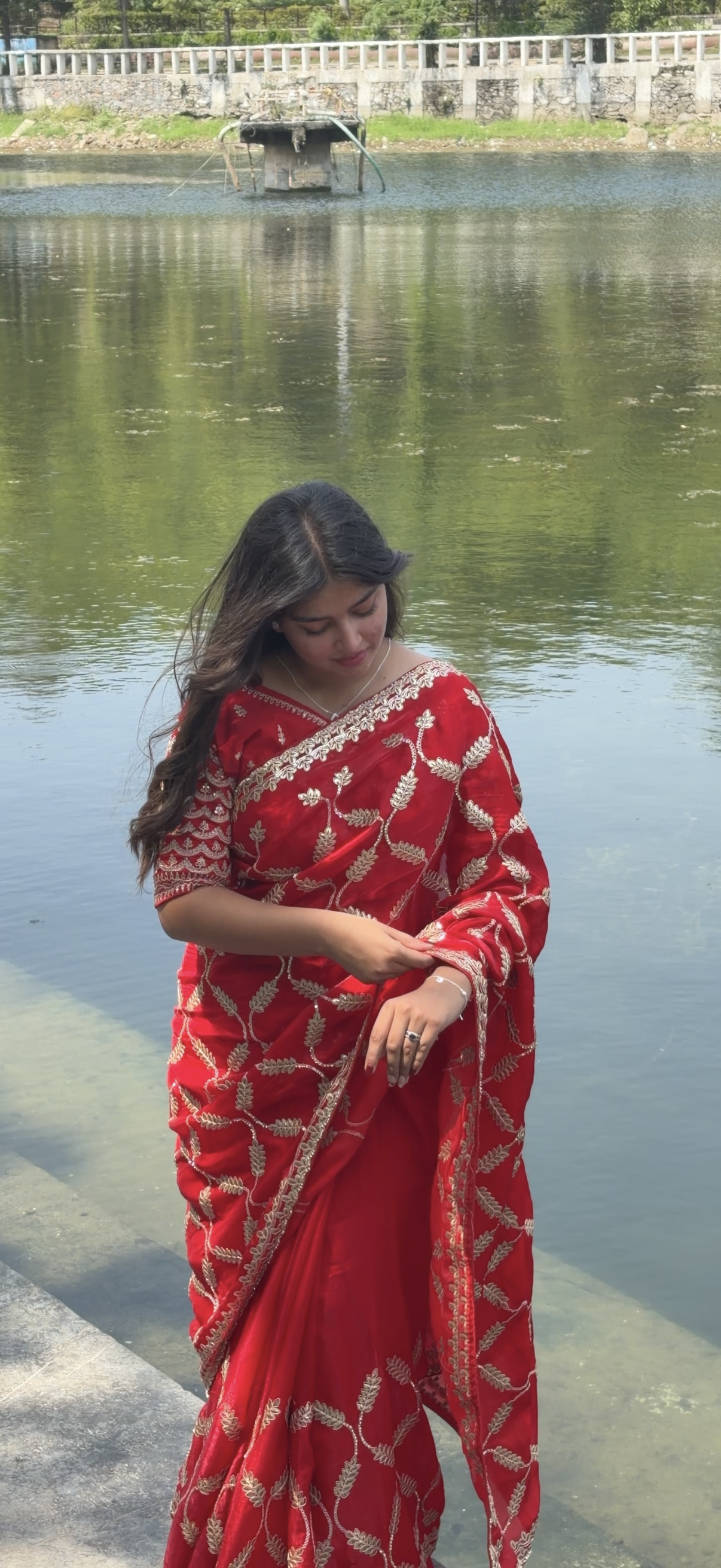 Red Gotta Patti Saree