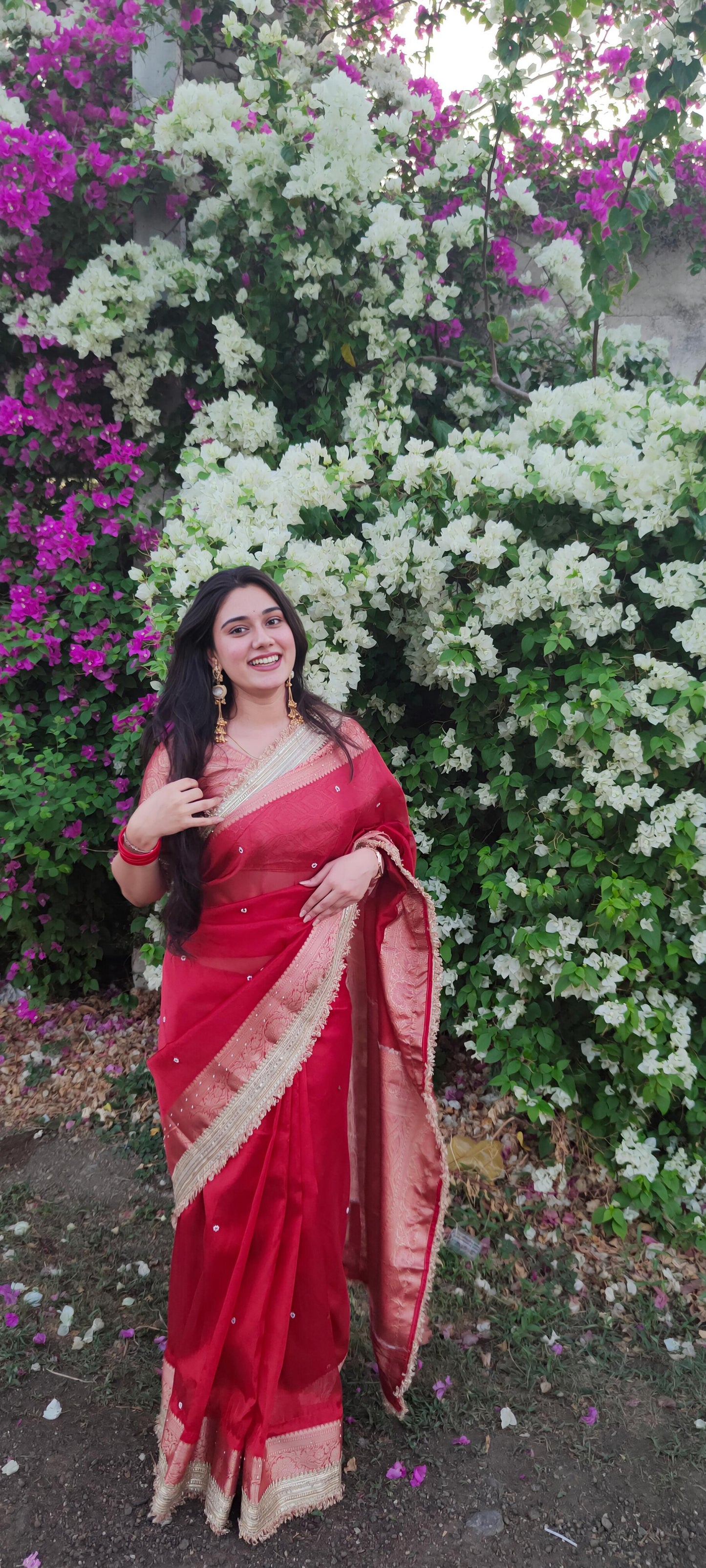 Red Banarasi Soft Maharani Glass Tissue Silk Saree