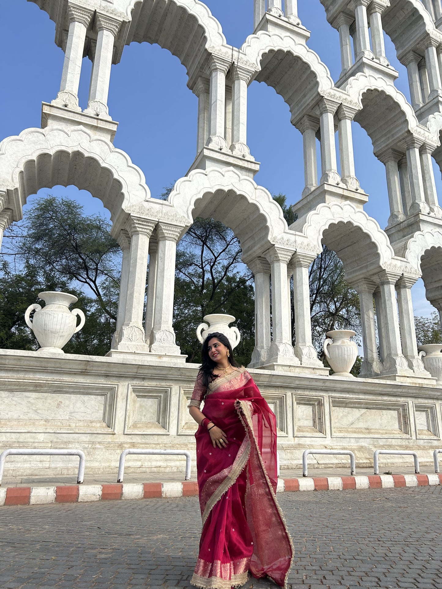 Rani Pink Banarasi Soft Maharani Glass Tissue Silk Saree