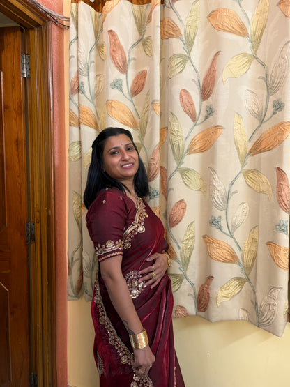 Antique Maroon , Rendered in Satin Silk