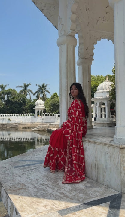Red Gotta Patti Saree