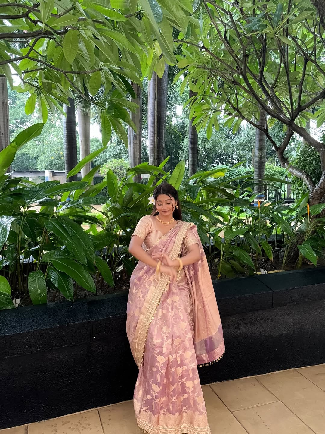 Pink Banarasi Soft Jaal Tissue Silk Saree