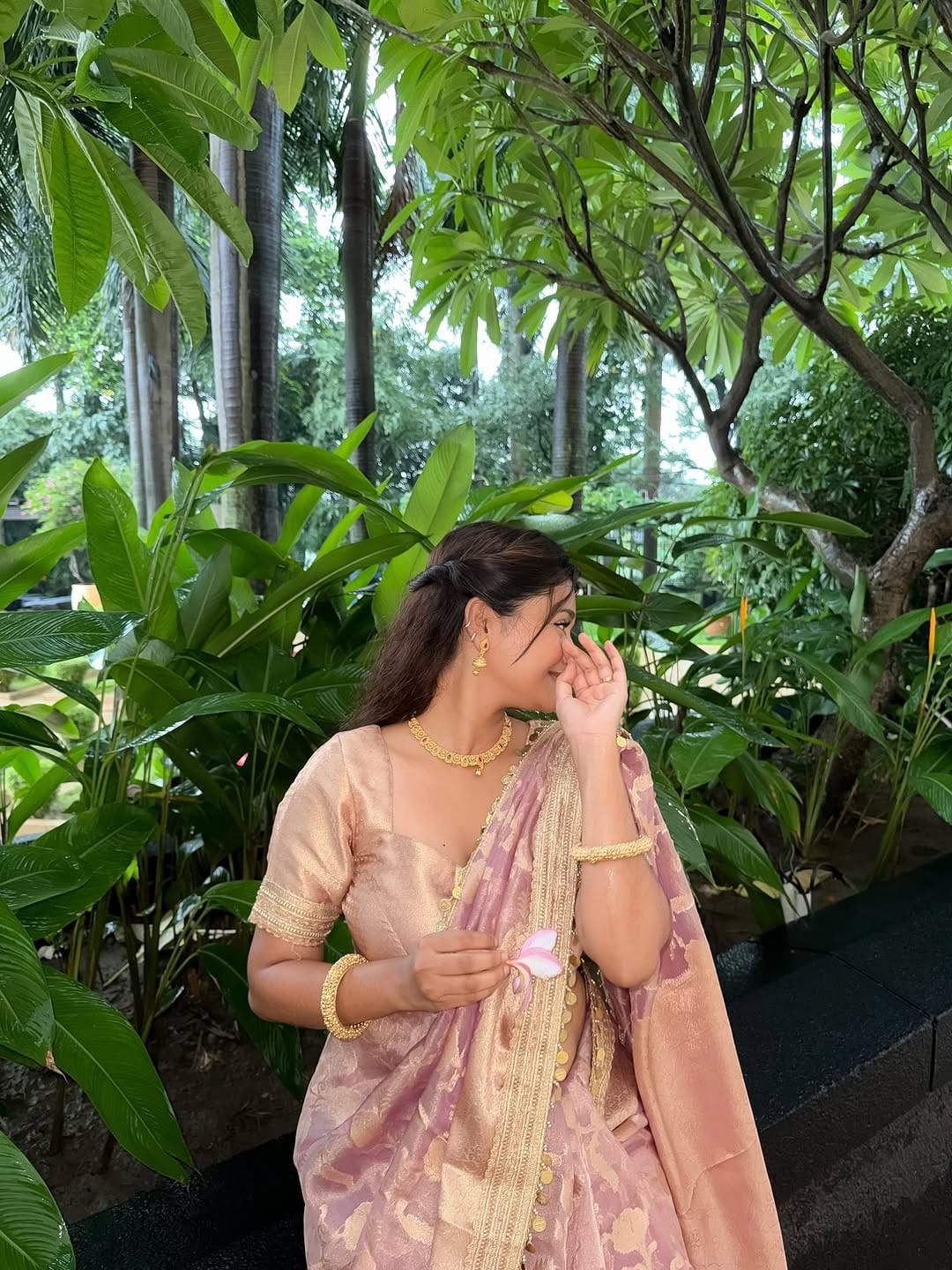 Pink Banarasi Soft Jaal Tissue Silk Saree