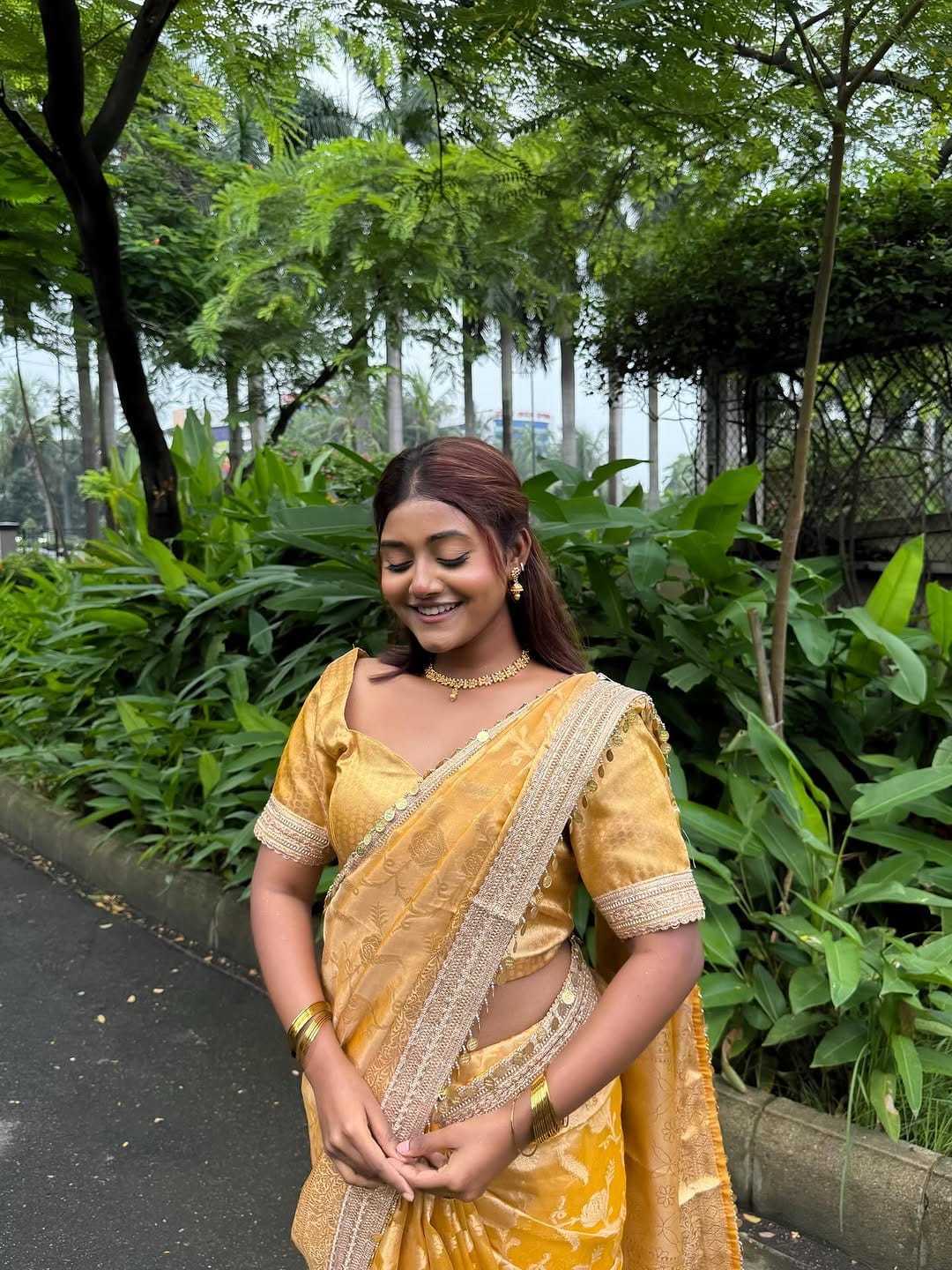 Yellow Banarasi Soft Jaal Tissue Silk Saree