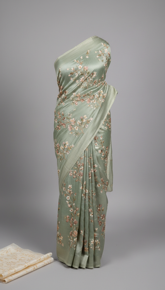 Organza Pastel Floral Saree