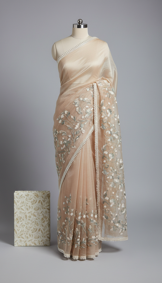 Zari Embroidered Evening Saree