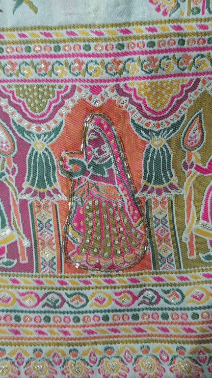 Pastel Aqua Rajsi Baraat Pashmina Silk Saree