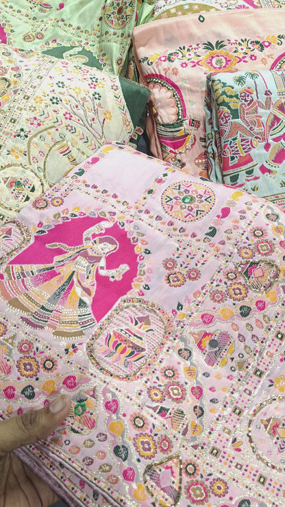 Pastel Pink Rajrang Pashmina Silk Saree