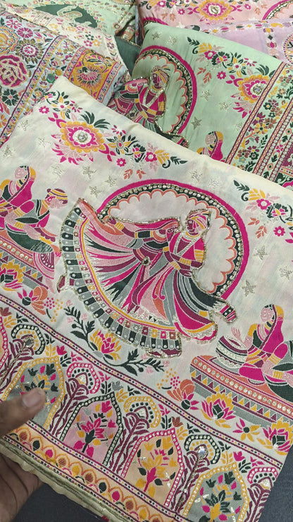 Ivory Rajrang Pashmina Silk Saree