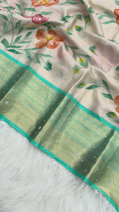 Vanya Blossom – Banarasi Mirror Tissue Silk Saree